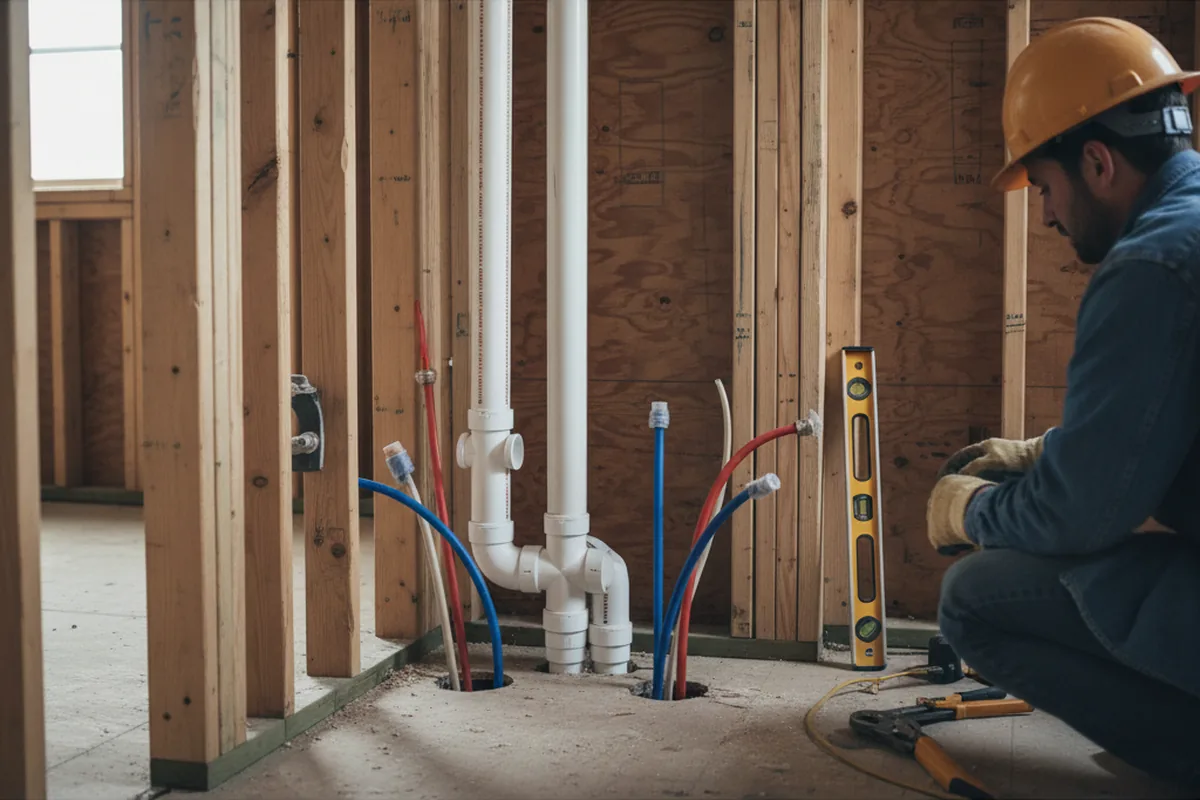 Drain and supply rough-in during Drain Cleaning in Rio Rico