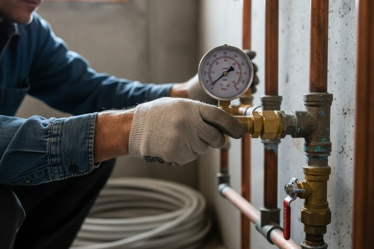 Pressure testing a repaired line during Water Line Repair in Rio Rico